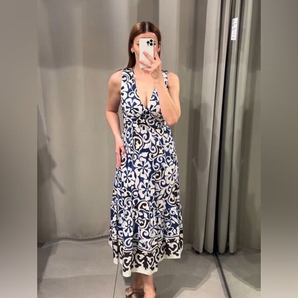 Zara printed crossed dress NWT - Picture 8 of 10
